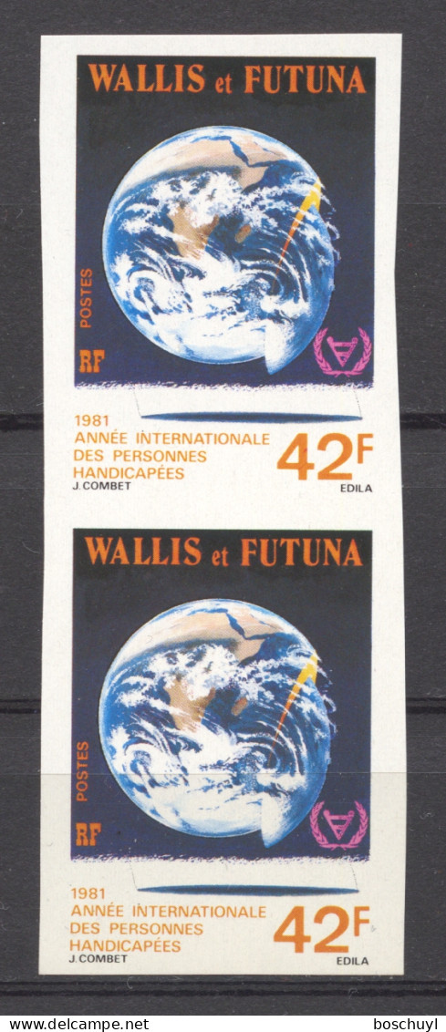 Wallis And Futuna, 1981, International Year Of Disabled Persons, United Nations, Imperforated Pair, MNH, Michel 397 - Imperforates, Proofs & Errors