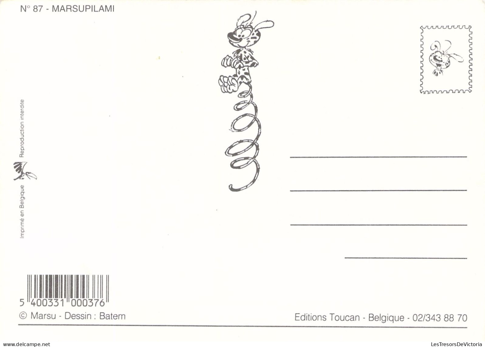 Disney - Carte Postale Moderne - Marsipulami - Dessin Animé - Autres & Non Classés