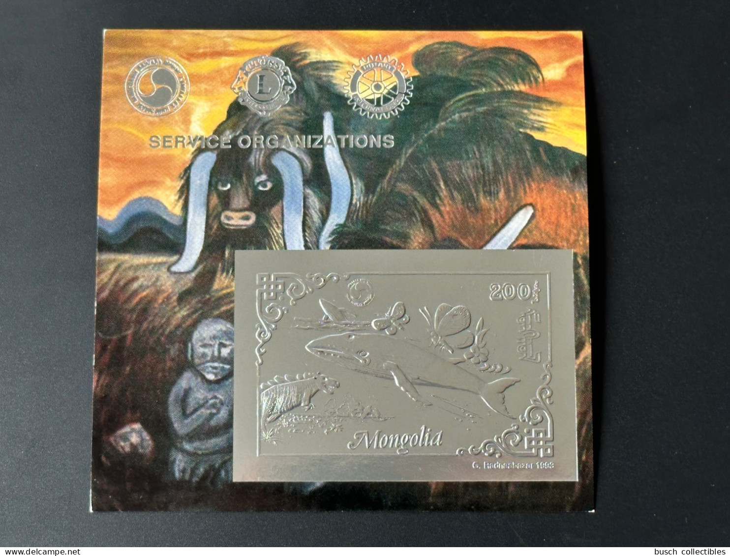 Mongolie Mongolia 1993 Mi. Bl. 223 Silver Argent Rotary Lions Dinosaur Dinosaure Dinosaurier Wal Whale Butterfly - Rotary, Lions Club