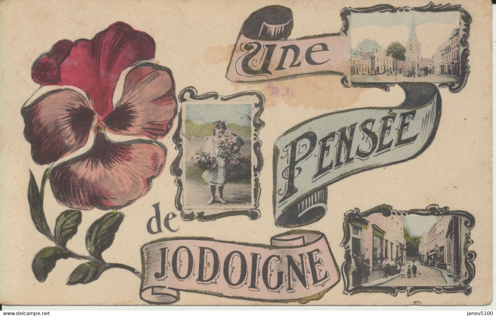 CARTES POSTALES     BELGIQUE     JODOIGNE   " UNE PENSEE DE..."           1913 - Jodoigne