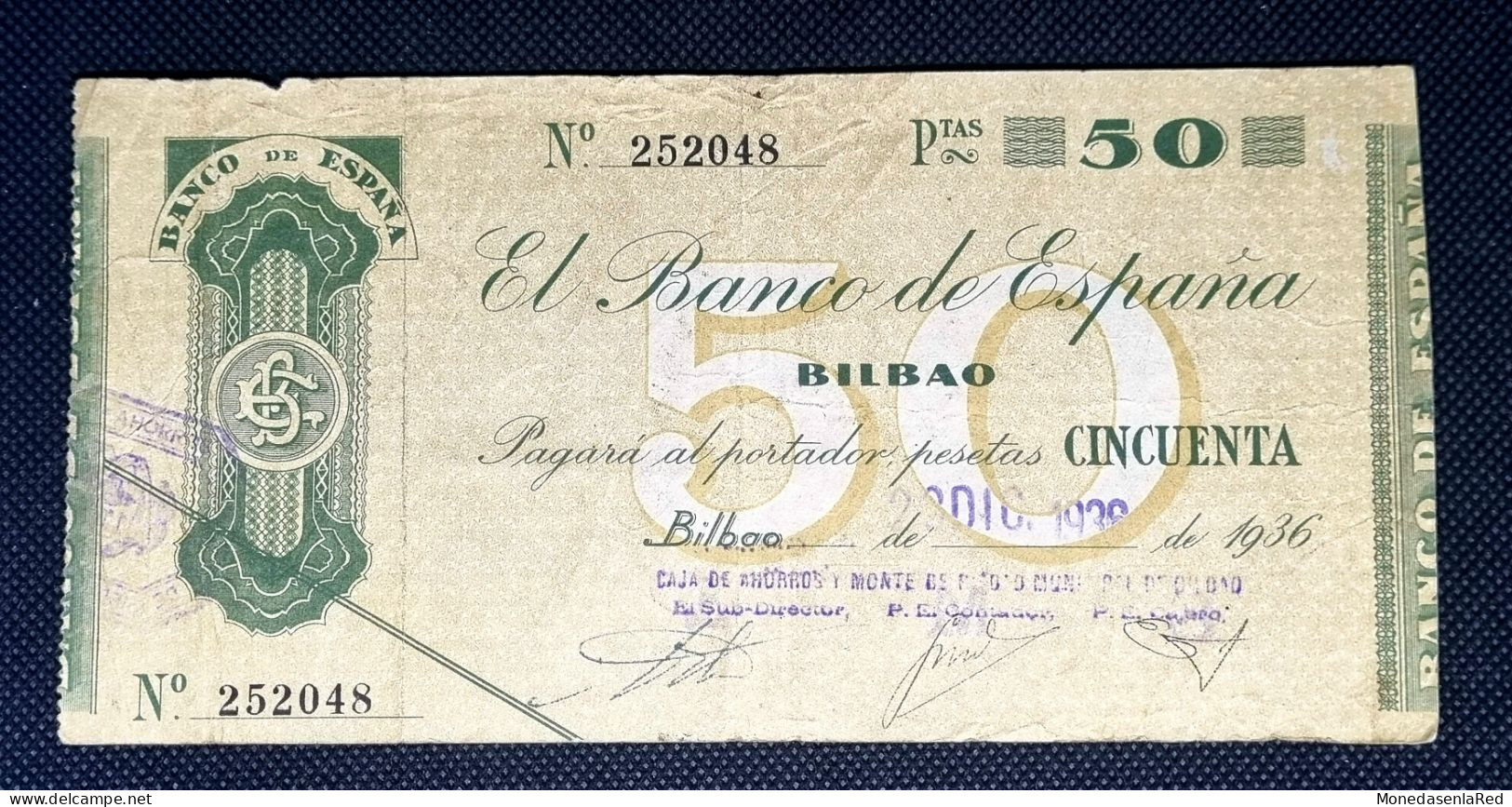 ESPAÑA 50 PESETAS 1936 / II REPUBLICA  BILBAO / Caja Ahorros Y Monte Piedad Bilbao / Excelente - 50 Peseten