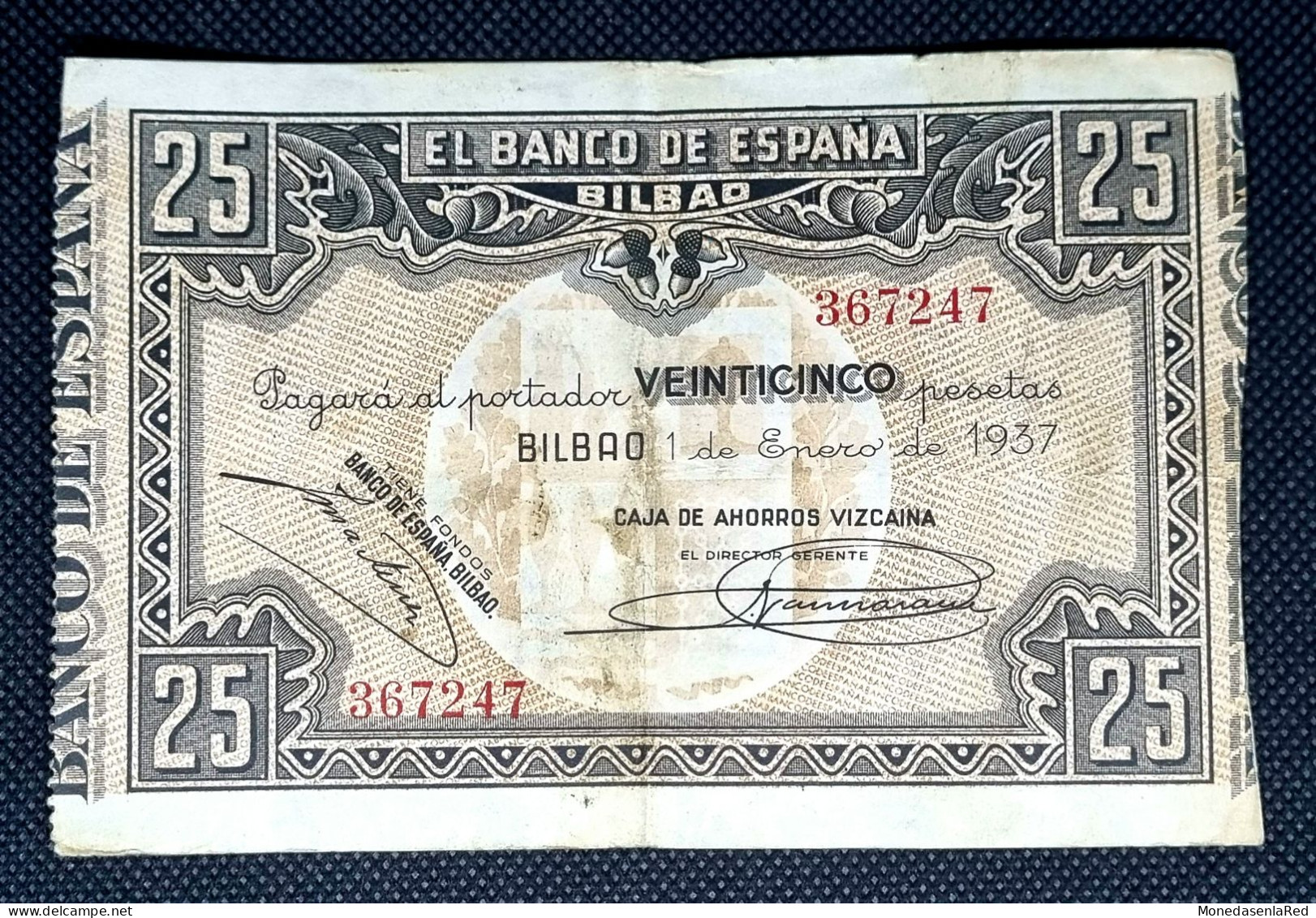 ESPAÑA 25 PESETAS 1937 BILBAO / Caja De Ahorros Vizcaína - 25 Pesetas