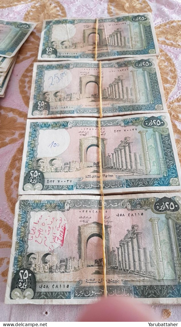 Lebanon 250 Livre 100 Livres VF To XF 1 Bundle X 100 Bills Different Issues - Liban