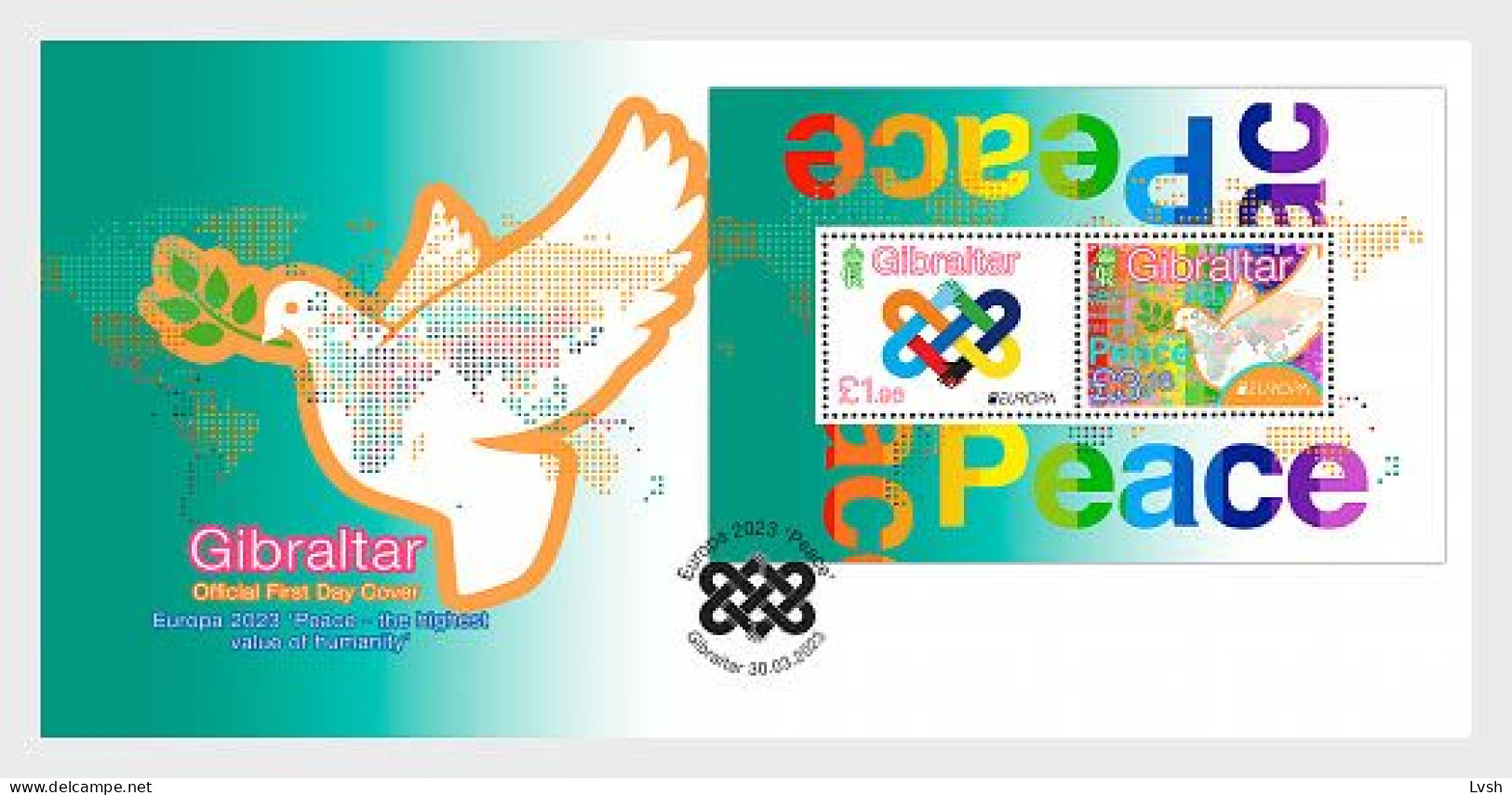 Gibraltar.2023.Europa CEPT.Peace – The Highest Value Of Humanity.FDC /2/ . - 2023