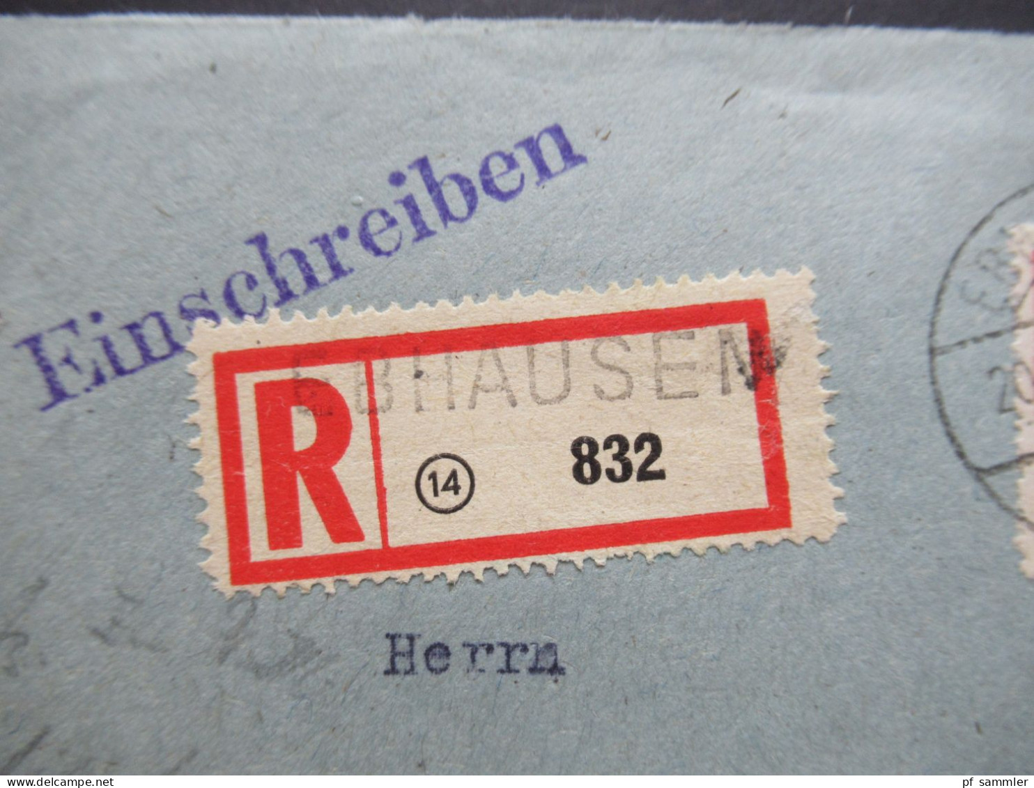 1947 Französische Zone Württemberg Nr.8 (3) Einschreiben + Stempel Gebühr Bezahlt 12 Rpf Fördert Den Obstbau! Ebhausen - Wurtemberg