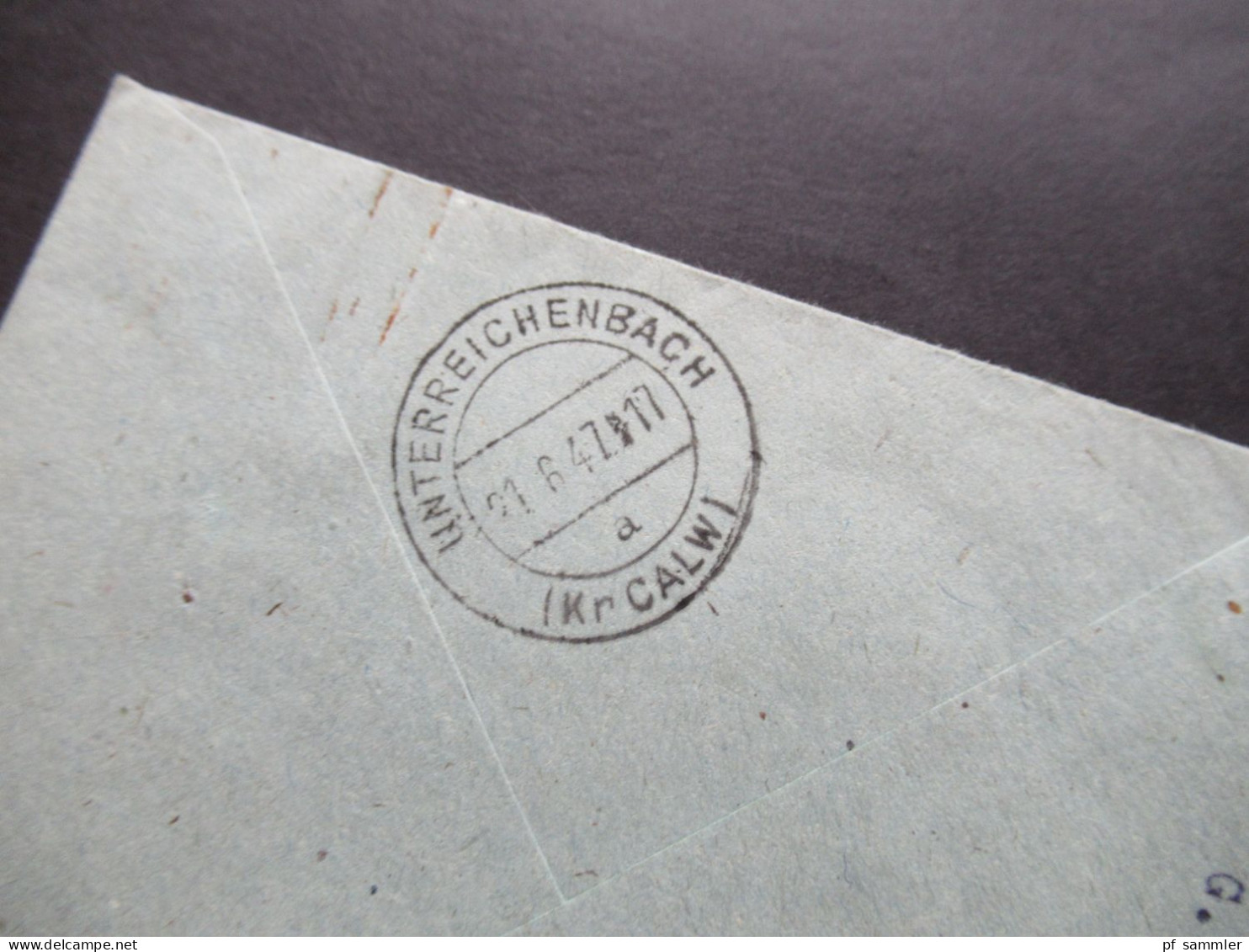 1947 Französische Zone Württemberg Nr.8 (3) Einschreiben + Stempel Gebühr Bezahlt 12 Rpf Fördert Den Obstbau! Ebhausen - Württemberg