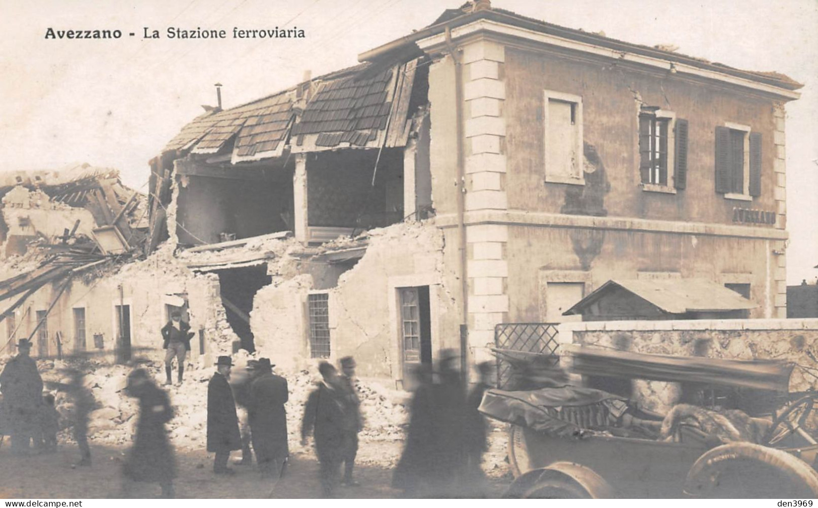 Italie - AVEZZANO - La Stazione Ferroviaria - Terremoto 1915, Tremblement De Terre - Carte-Photo, écrit (voir 2 Scans) - Avezzano