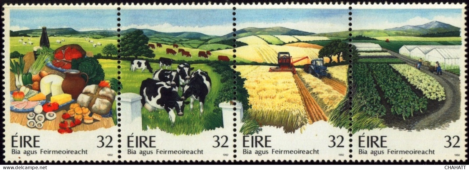 FOOD AND FARMING- SETENANT STRIP OF 4- IRELAND-1992-MNH-A5-04 - Agriculture