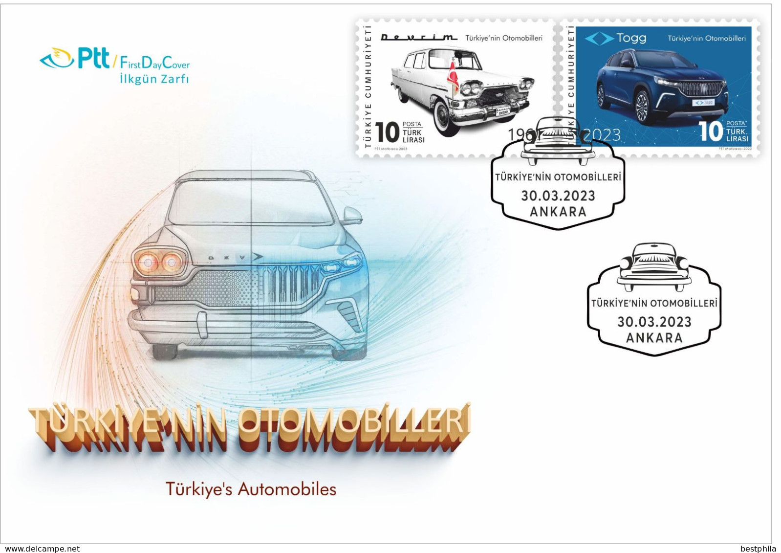 Turkey, Türkei - 2023 - Turkey's Cars - (Devrim And Togg) - FDC - Lettres & Documents