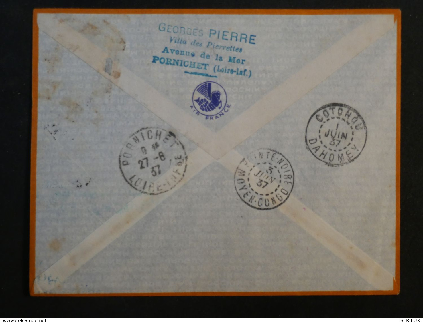 BQ4 NIGER  BELLE  LETTRE RR +++  1937 1ER VOL SABENA+ NIAMEY POINTE NOIRE MOYEN CONGO+AIR FRANCE+ AFFR. INTERESSANT+++ + - Covers & Documents