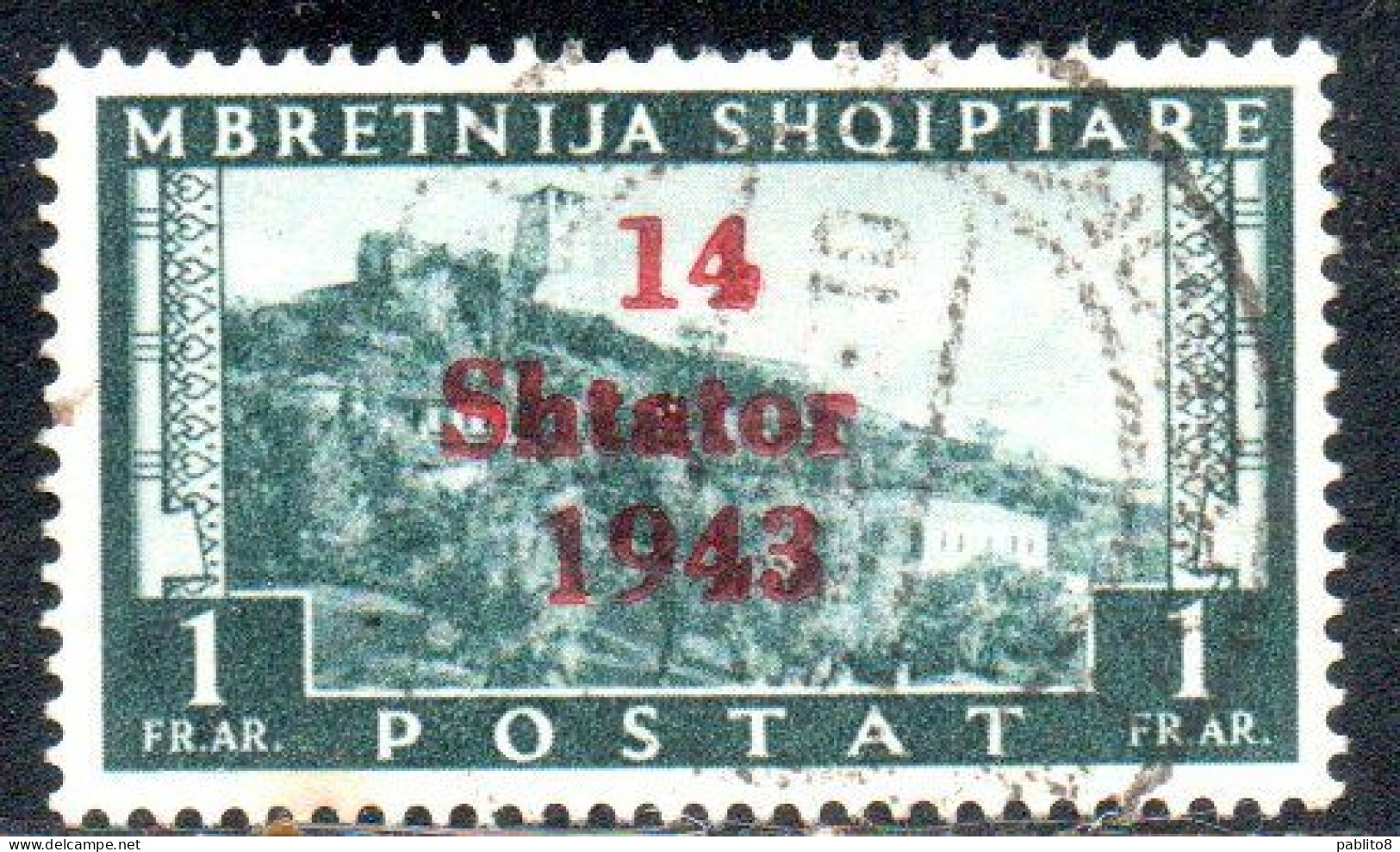 ALBANIA OCCUPAZIONE TEDESCA GERMAN OCCUPATION 1943 1f USATO USED OBLITERE' - German Occ.: Albania