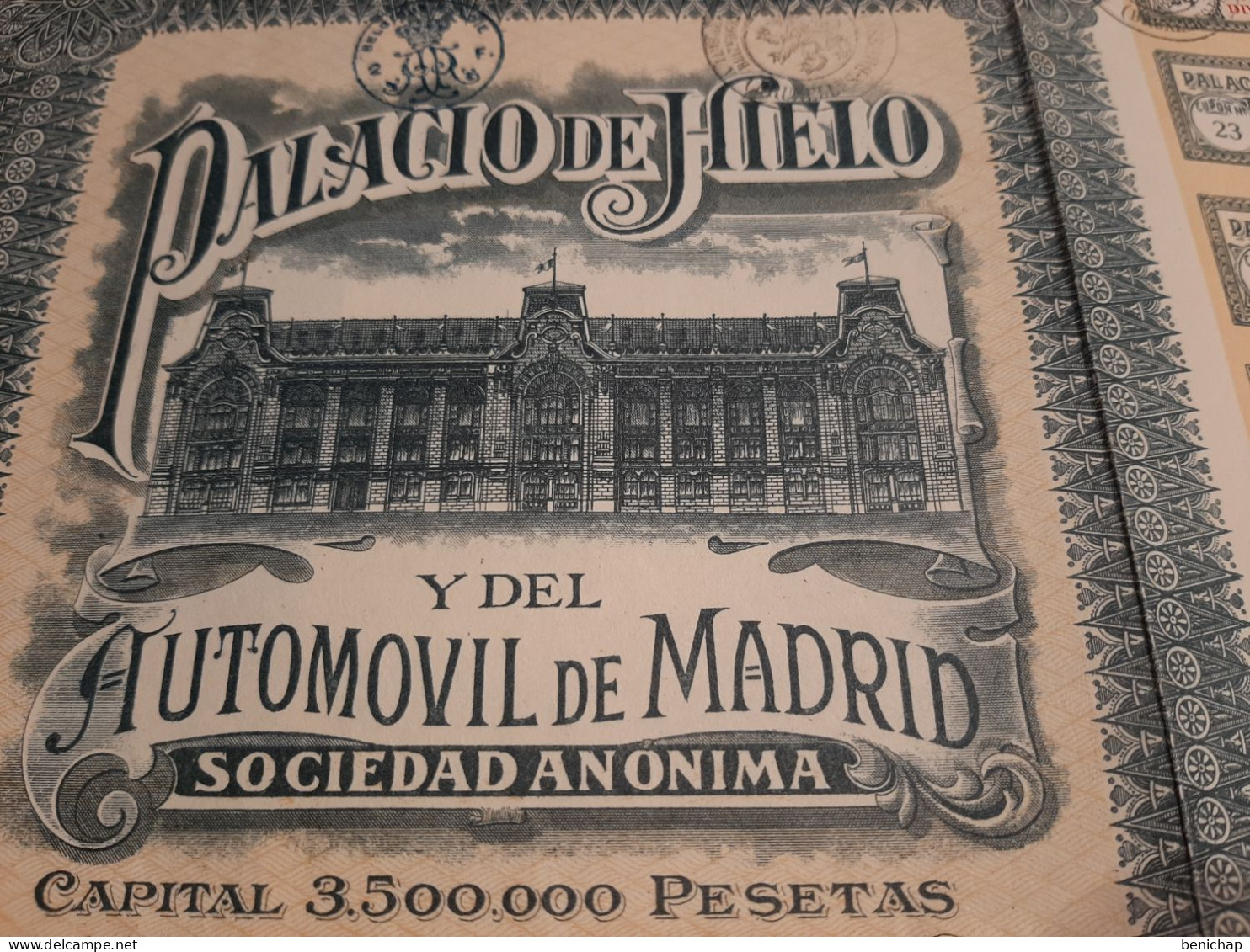 Palacio De Hielo Y Del Automovil De Madrid - Accion De Dividendo - Madrid 1 De Marzo De 1921. - Automobile