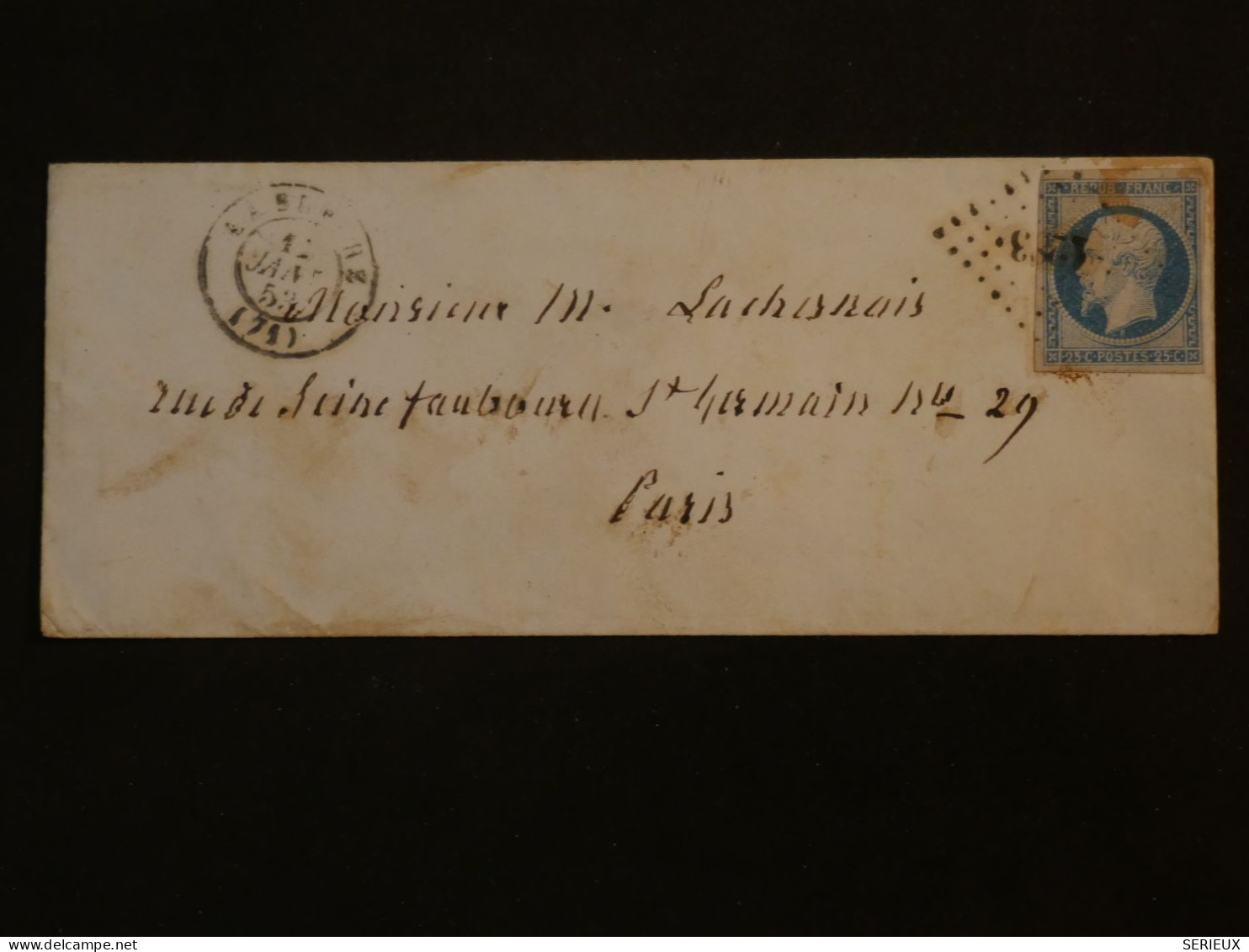 BQ4 FRANCE BELLE  LETTRE  +++1853  A PARIS  +NAPOLEON N°10 .25C + AFFR.INTERESSANT+++ + - 1852 Luis-Napoléon