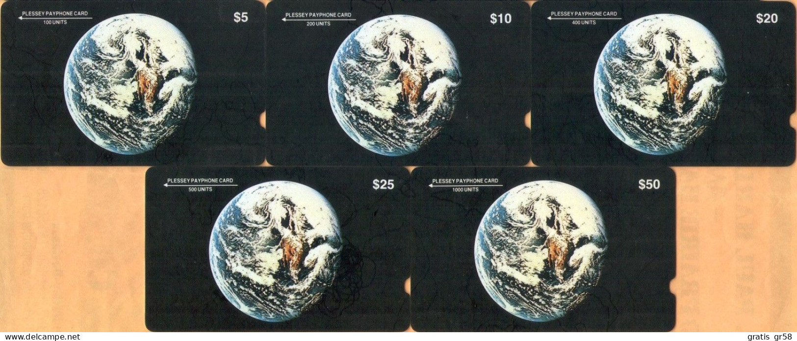 United States - Plessey GPT, Planet Earth Globe,Set Of 5, Plessey Demonstration Cards. Used - [3] Magnetkarten