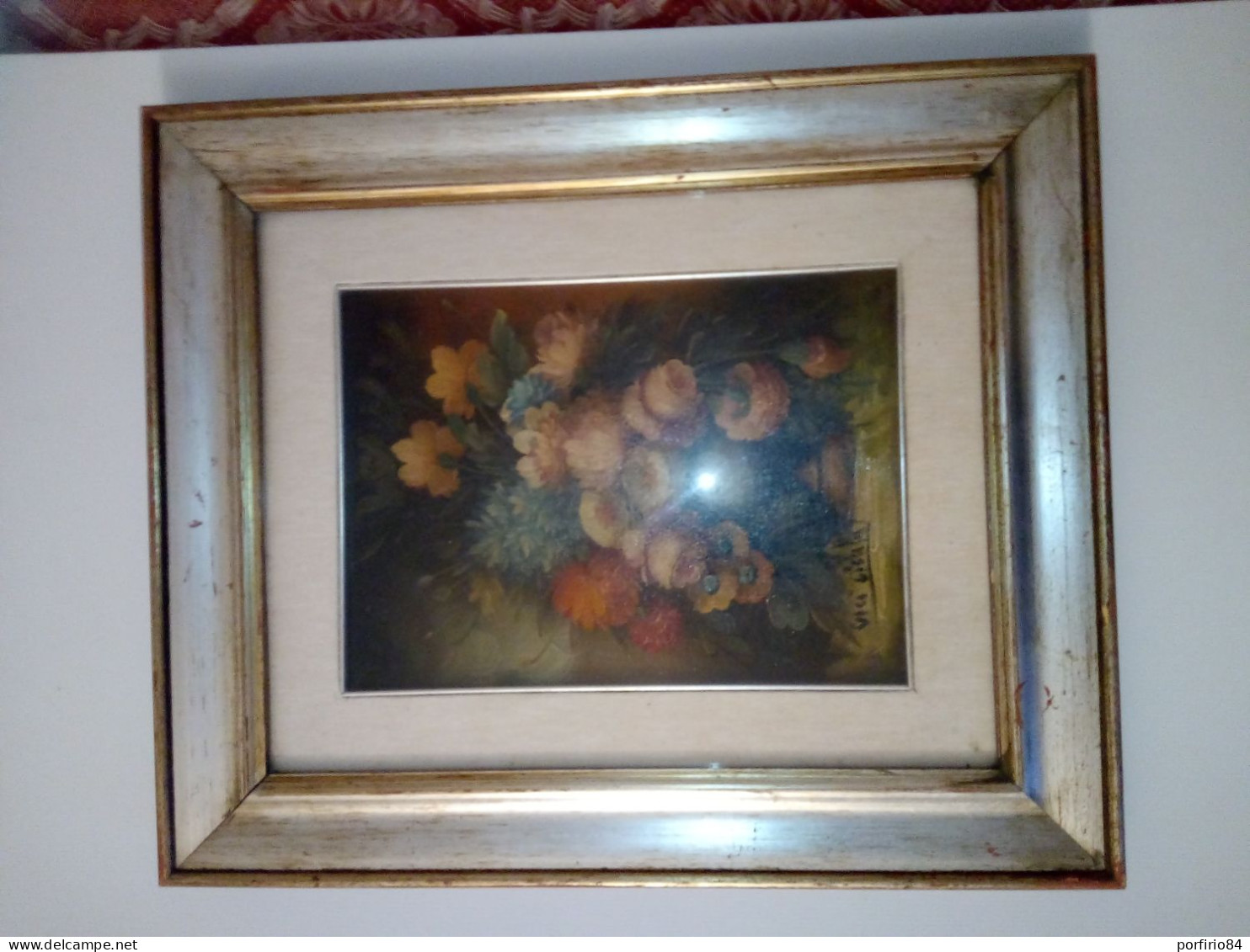 VINTAGE QUADRO VASO FIORI OLIO SU TELA FIRMATO VICI CICALA CON AUTENTICA - Huiles