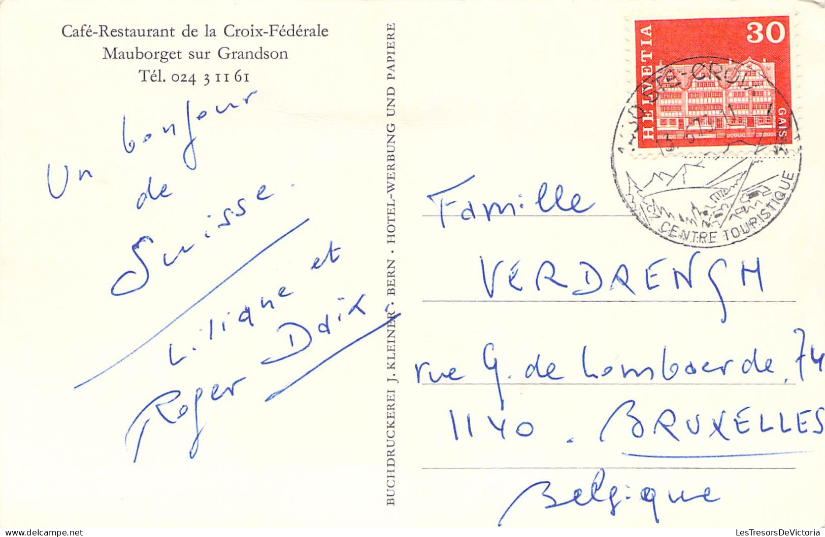 SUISSE - Café Restaurant De La Croix Fédérale Mauborget Sur Grandson - Carte Postale Ancienne - Grandson