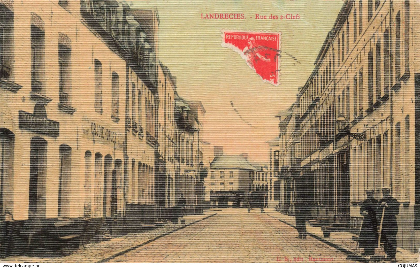 59 - LANDRECIES - S12644 - Rue Des 2 Clefs - Objoie Druez Ponchot - Carte Toilée - L1 - Landrecies