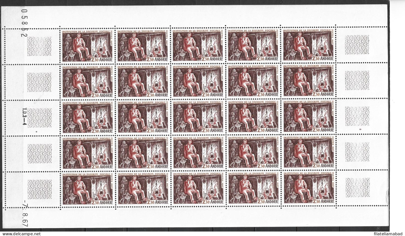 ANDORRA CORREO FRANCES 25 SELLOS PERFECTOS Nº 183 (C.H) - Blocks & Sheetlets