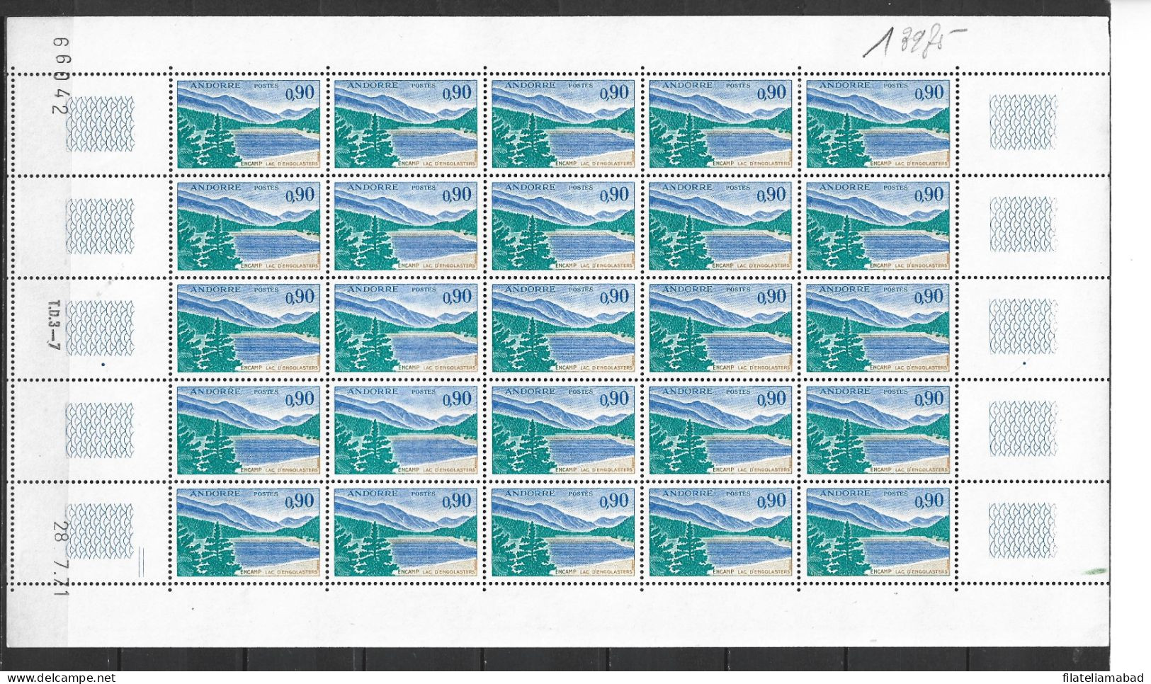 ANDORRA CORREO FRANCES 25 SELLOS PERFECTOS Nº213A (C.H) - Blocks & Sheetlets