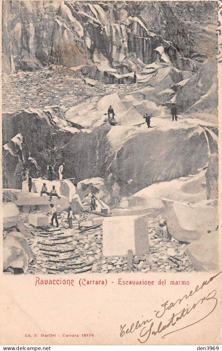 Italie - Ravaccione (CARRARA) - Escavazione Del Marmo - Carrières De Marbres - Précurseur Voyagé 1905 (voir Les 2 Scans) - Carrara