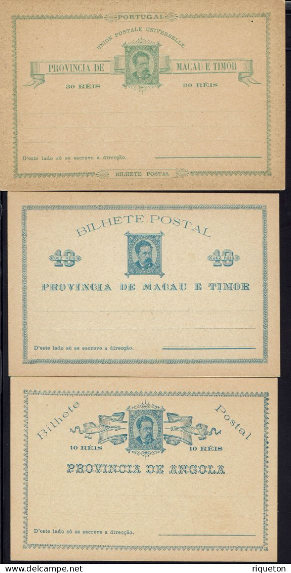 Portugal. Trois Cartes Entier Postal Angola + Macau Et Timor. TB. - Other & Unclassified