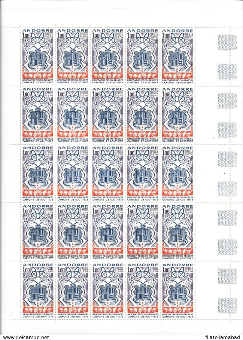 ANDORRA CORREO FRANCES 25 SELLOS PERFECTOS Nº224 (C.H) - Blocks & Sheetlets