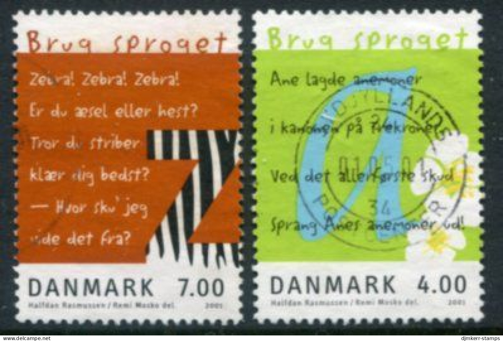 DENMARK 2001 European Language Year Used. Michel 1271-72 - Usado