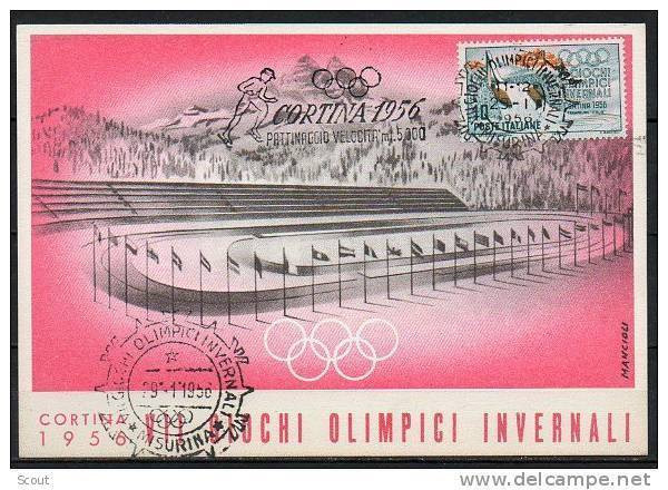 ITALIA  - ITALY - ITALIE - 29/01/1956 - GIOCHI OLIMPICI INVERNALI DI CORTINA - PATTINAGGIO VELOCITA' Mt 5000  - ANNULLO - Winter 1956: Cortina D'Ampezzo