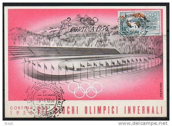 ITALIA  - ITALY - ITALIE - 29/01/1956 - GIOCHI OLIMPICI INVERNALI DI CORTINA - PATTINAGGIO VELOCITA' Mt 5000  - ANNULLO - Invierno 1956: Cortina D'Ampezzo