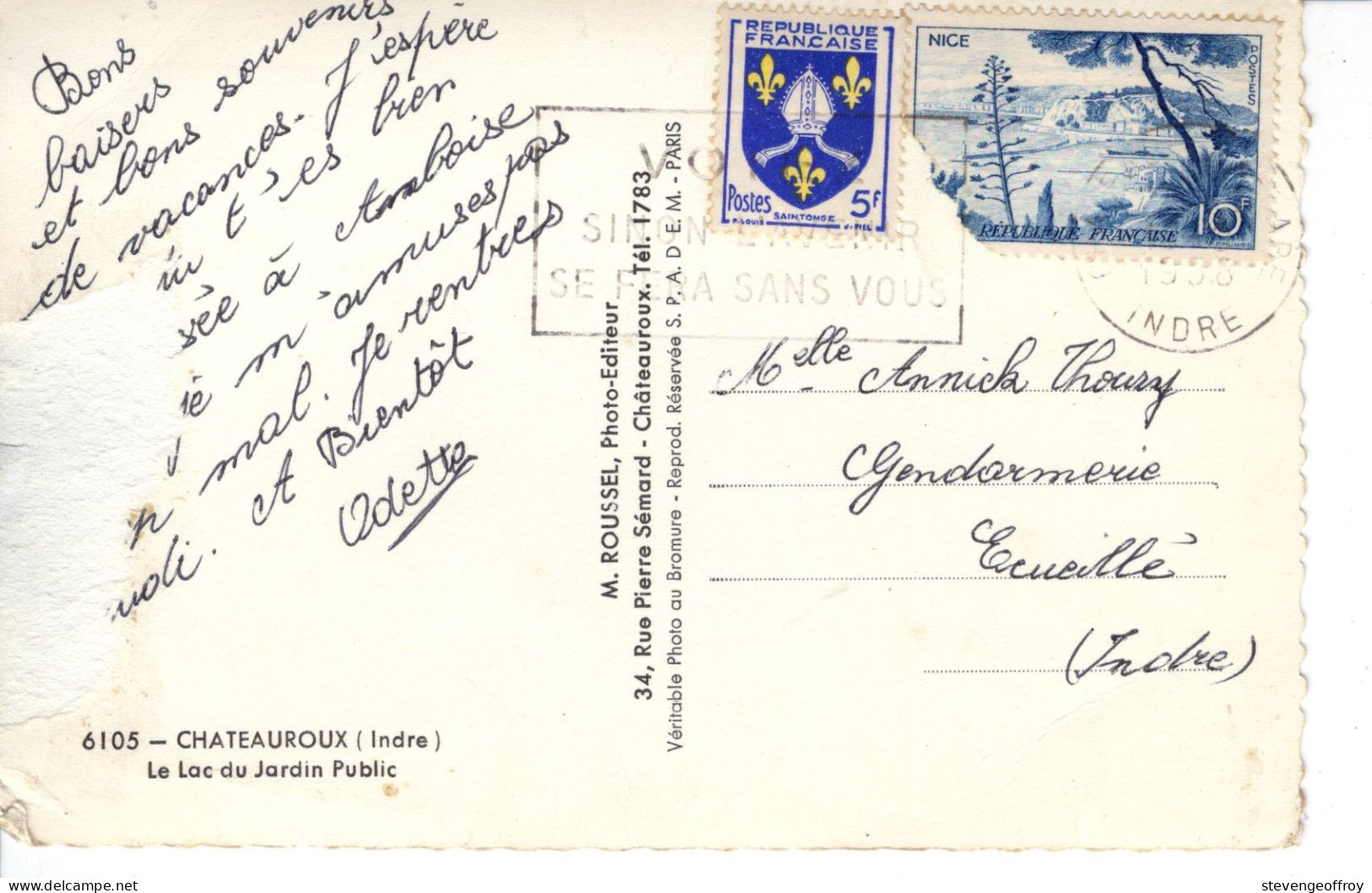 36 Indre Chateauroux Le Lac Du Jardin Public 1958 Thoury Eceuille - Chateauroux