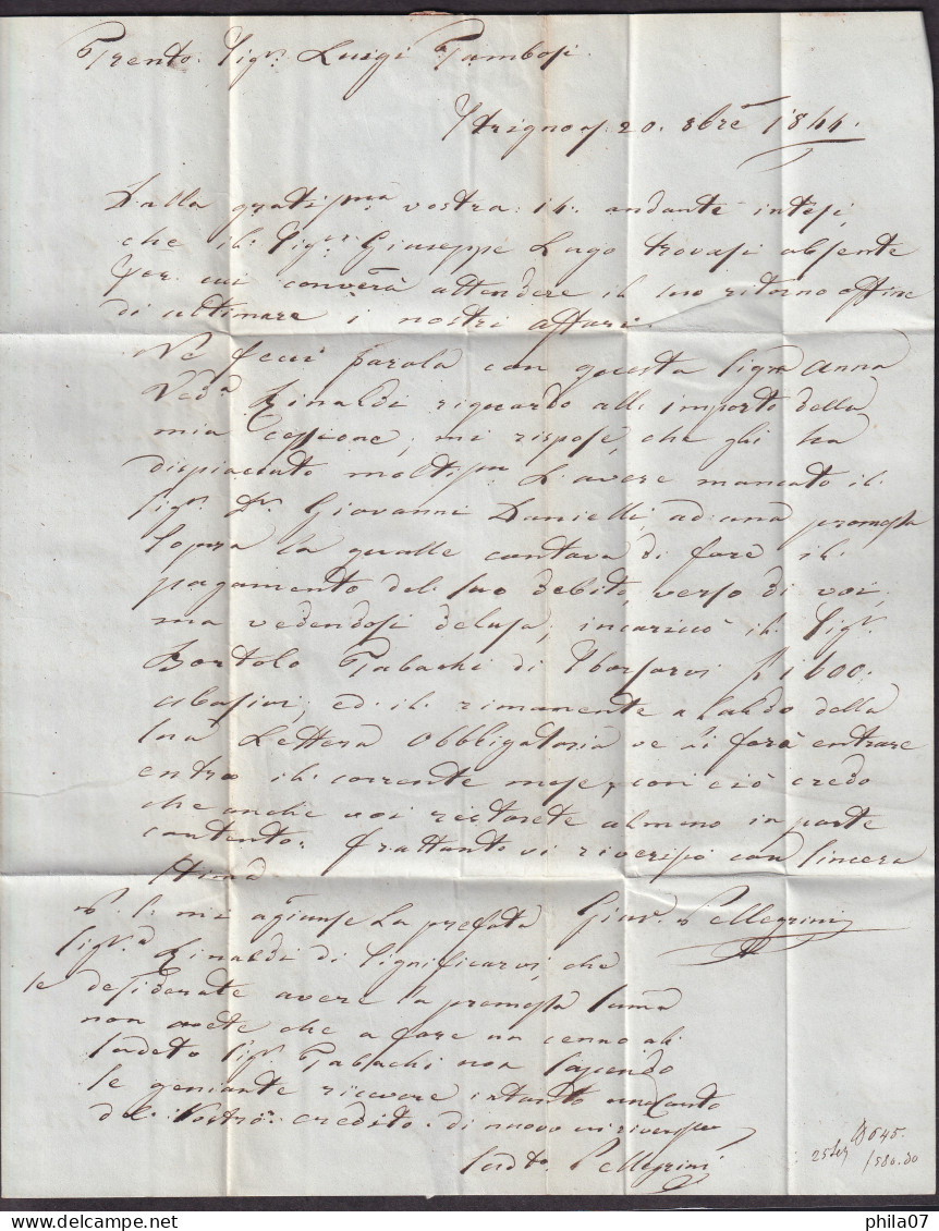 AUSTRIA-ITALY - Letter Sent From Strigno To Trient 1844 / 2 Scans - Sonstige & Ohne Zuordnung