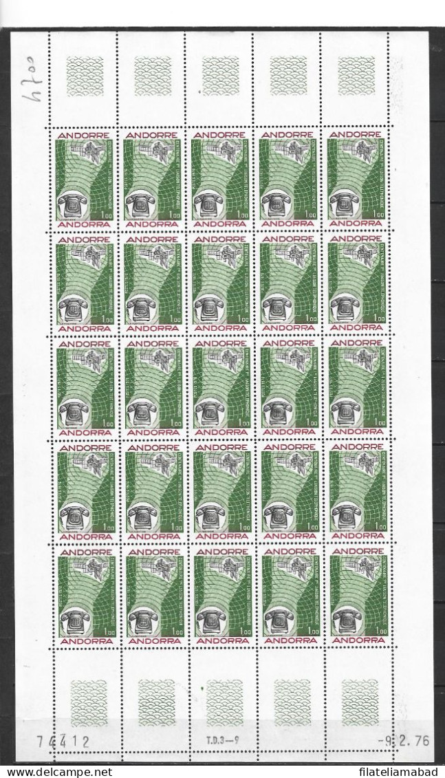 ANDORRA CORREO FRANCES 25 SELLOS PERFECTOS Nº252 (C.H) - Blocks & Sheetlets