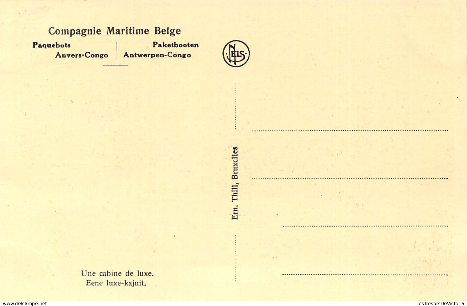 CONGO BELGE - Compagnie Maritime Belge - Une Cabine De Luxe - Carte Postale Ancienne - Belgisch-Congo