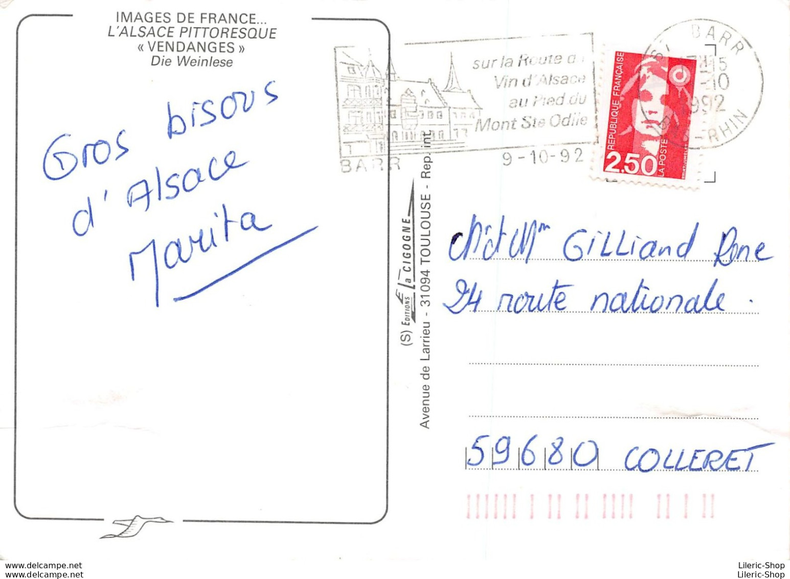 CPM - L'ALSACE PITTORESQUE - LES VENDANGES - ATTELAGE DE BOEUF - EDIT. LA CIGOGNE - Alsace