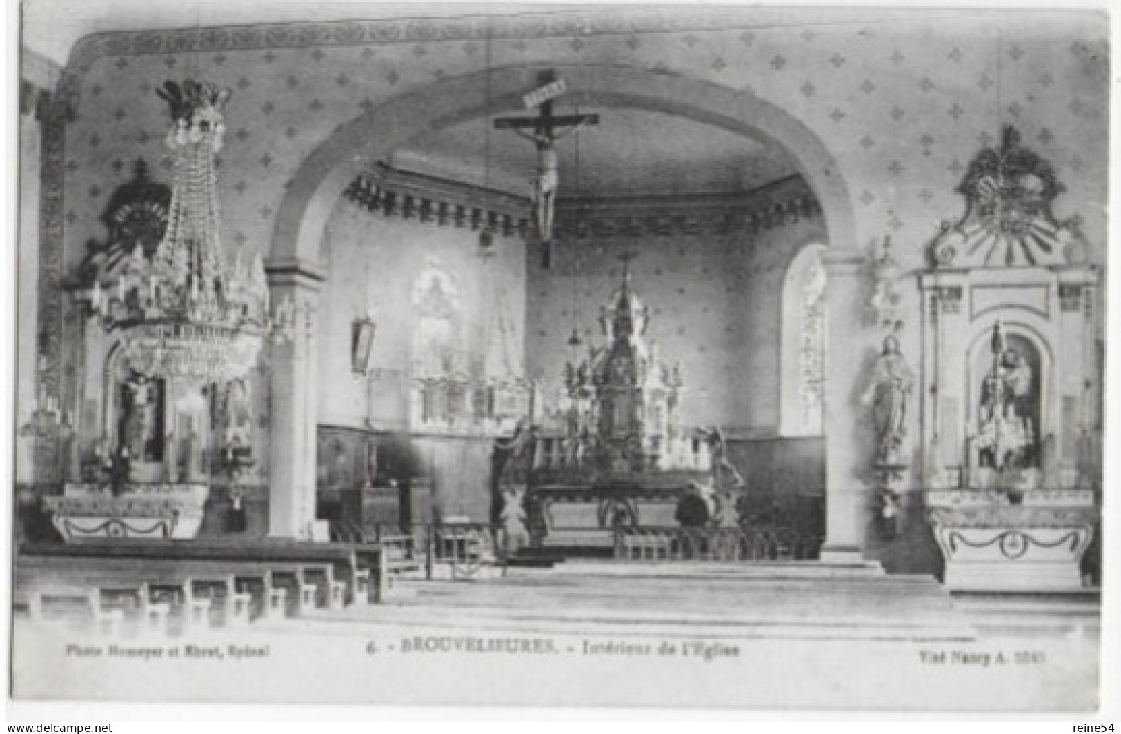 88 - BROUVELIEURES (Vosges)  Intérieur De L'Eglise - Photo HOMEYER ET EHRET-n°6- (Croix -Sacré Coeur -lustre) - Brouvelieures