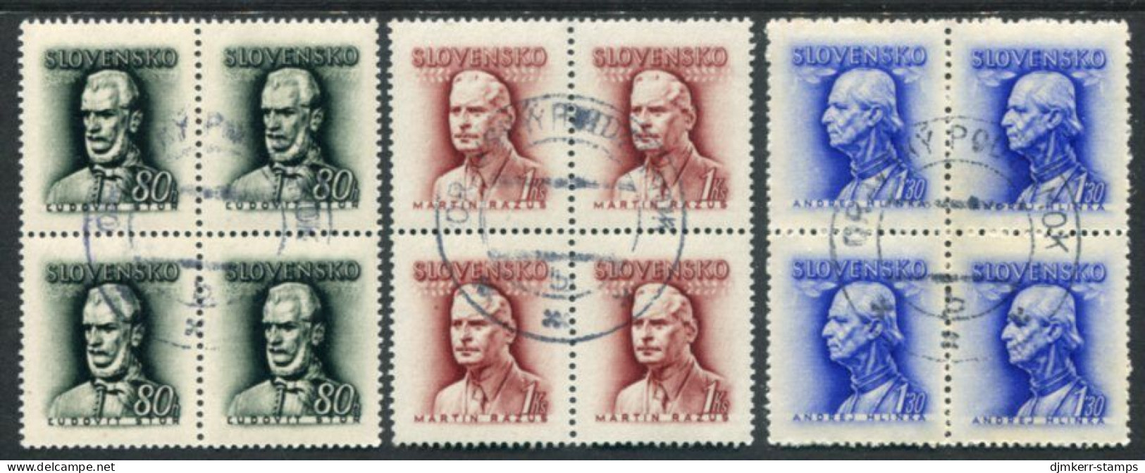 SLOVAKIA 1943-44 Personalities Used Blocks Of 4   Michel 111Y, 132-33 - Usati