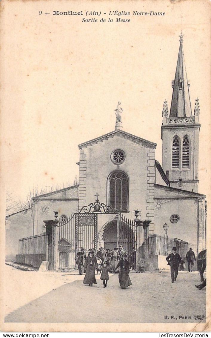 FRANCE - 01 - MONTLUEL - L'église Notre Dame - Sortie De La Messe - Carte Postale Ancienne - Montluel