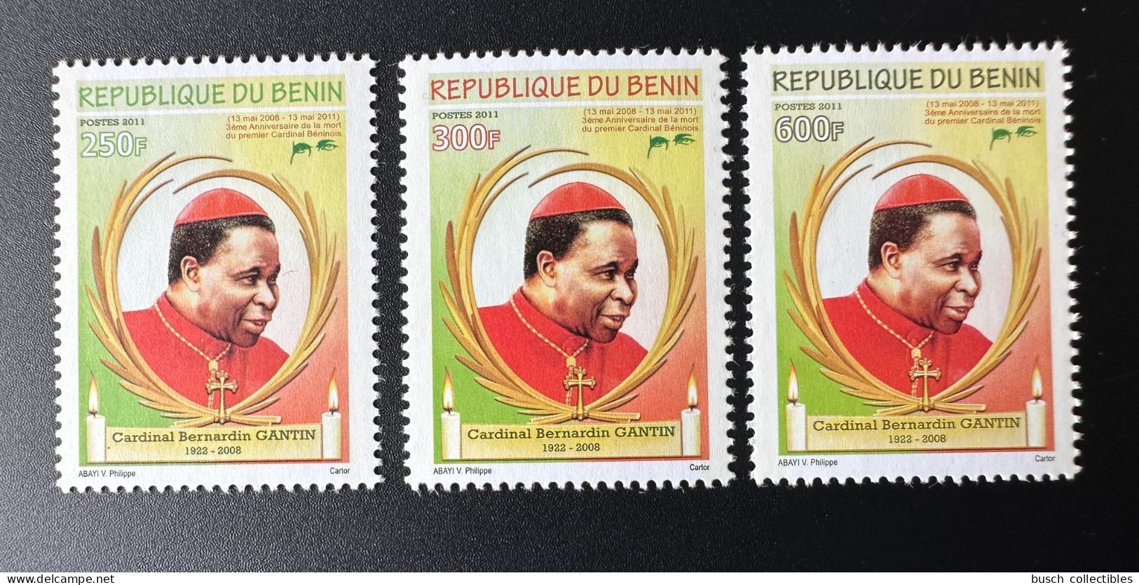 Bénin 2011 Mi. 1648 - 1650 Cardinal Bernardin Gantin Kardinal Religion Church Kirche 1922 - 2008 MNH** - Cristianesimo