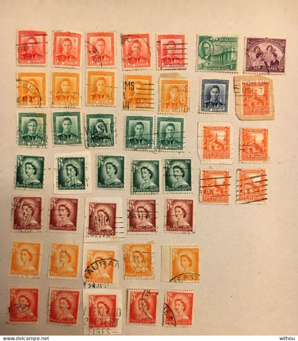 LOT DE 43 TIMBRES OBLITERES KINGS AND QUEENS OF GREAT BRITAIN+ NEW ZEALAND - Lots & Serien