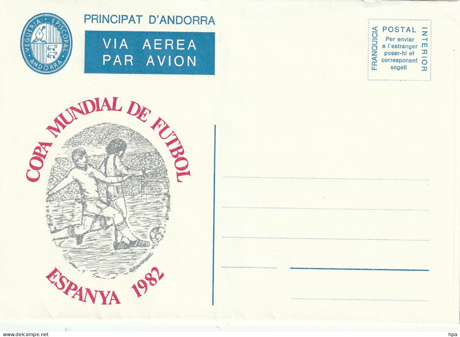 Carte - Lettre Par Avion - Non Oblitérée  - Coupe Du Monde De Football 1982 - Viguerie Episcopale