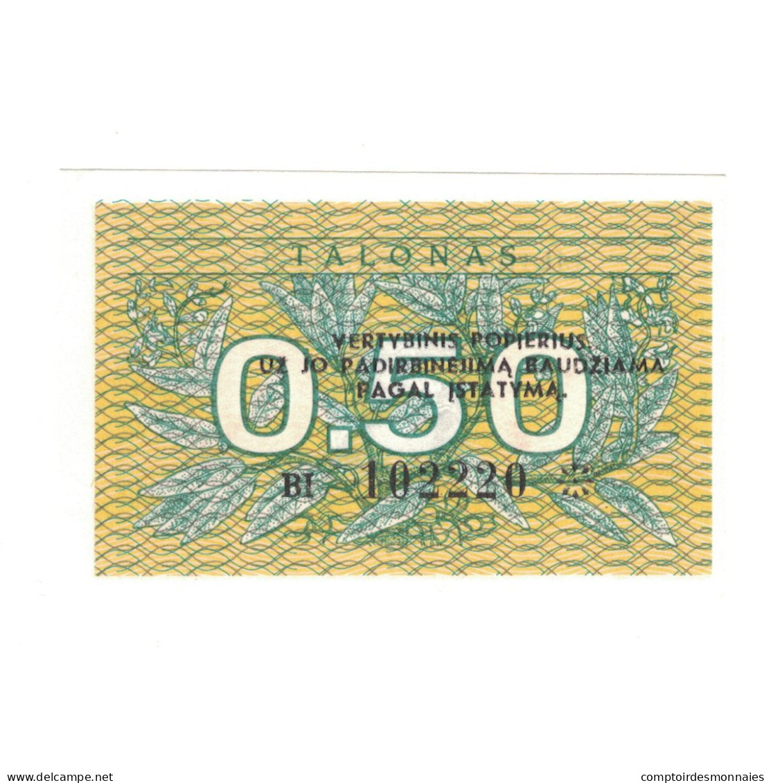 Billet, Lituanie, 0.50 Talonas, KM:31b, NEUF - Litauen