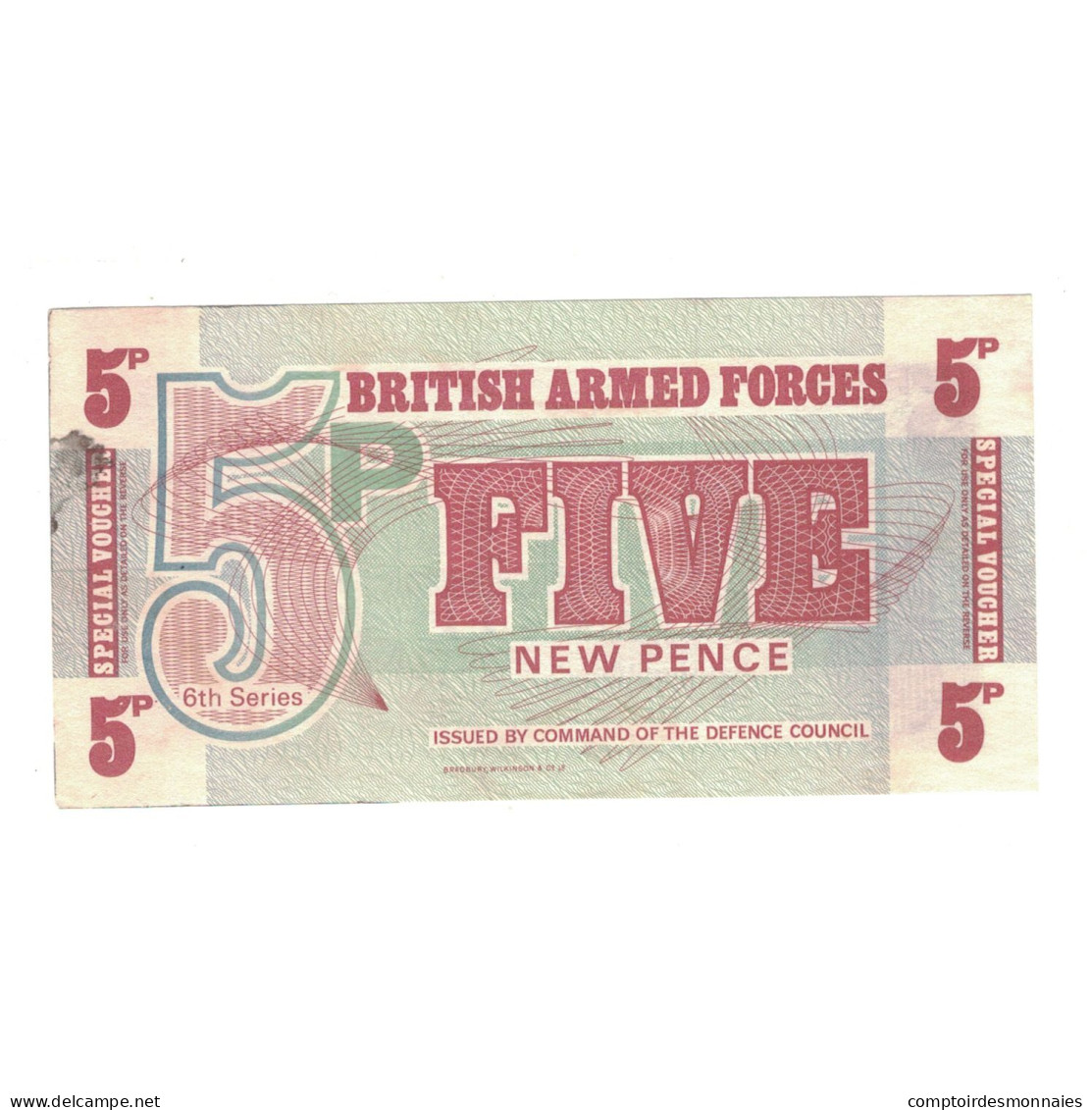 Billet, Grande-Bretagne, 5 New Pence, KM:M47, TTB - British Armed Forces & Special Vouchers