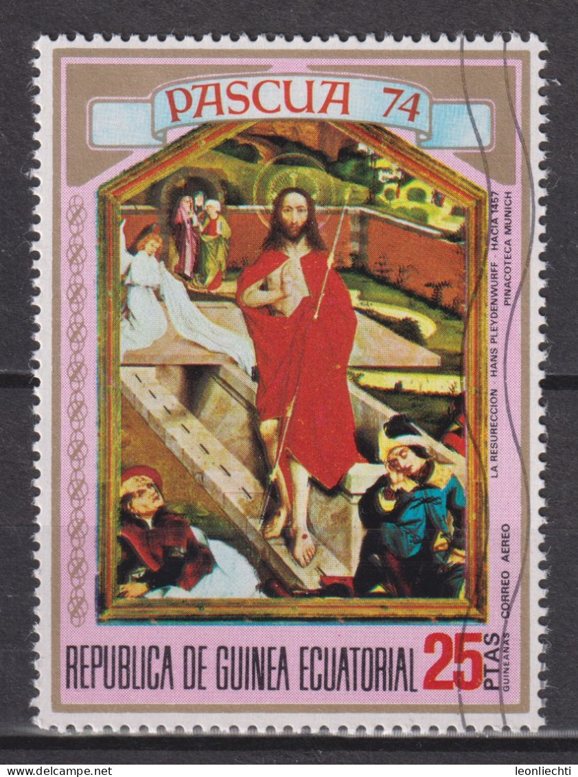 1974 Äquatorial-Guinea, Mi:GQ 353°/  Yt:GQ PA28B, Hans Pleydenwurff (1420-1472): Resurrection, Pascua, Easter, Ostern - Easter