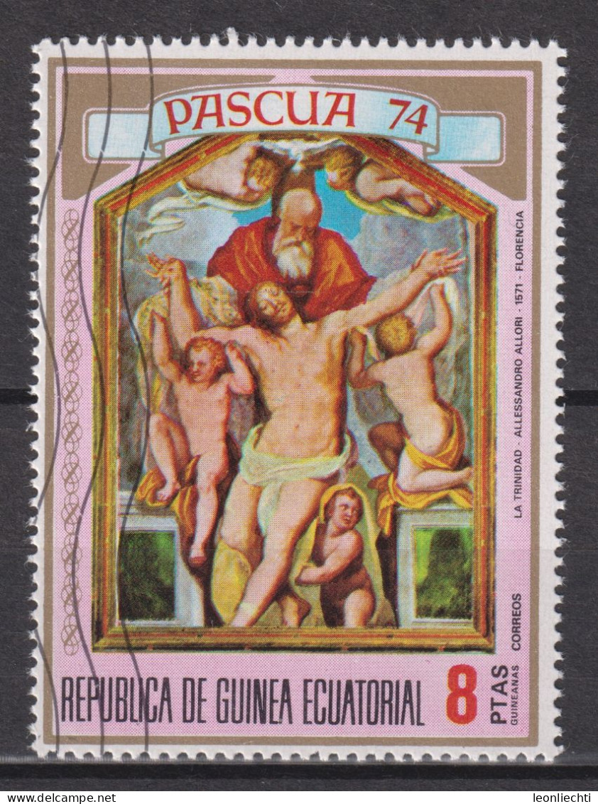 1974 Äquatorial-Guinea, Mi:GQ 350°/  Yt:GQ 43D,  Alessandro Allori (1535-1607): Holy Trinity, Pascua, Easter, Ostern - Easter