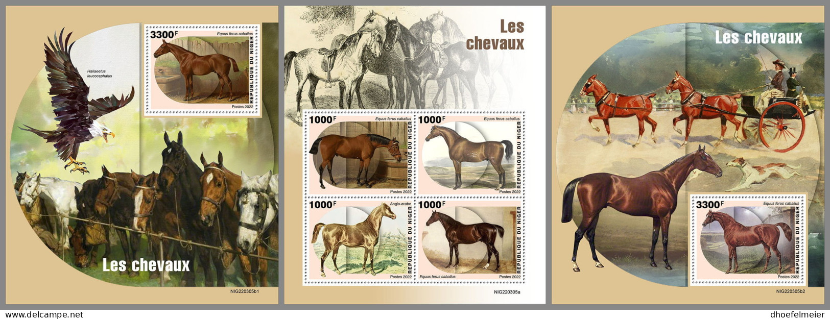 NIGER 2022 MNH Horses Pferde Chevaux M/S+2S/S - IMPERFORATED - DHQ2313 - Chevaux