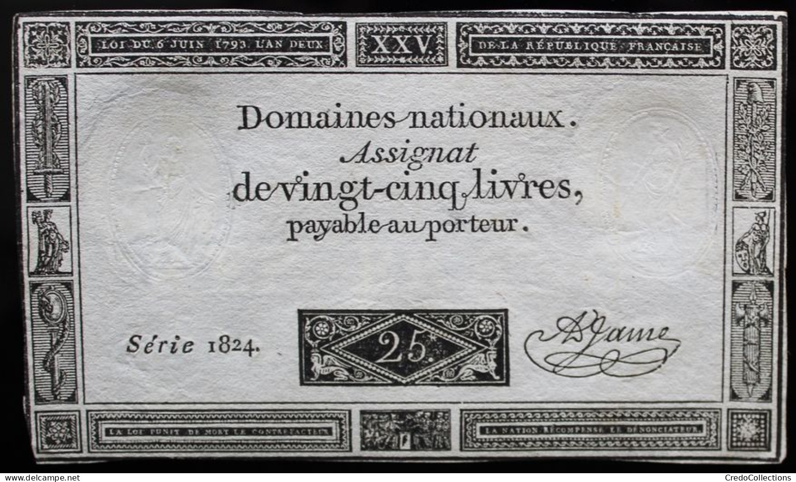 Francs - 25 Livres - 1792 - Série 1824 - TTB - Assignats