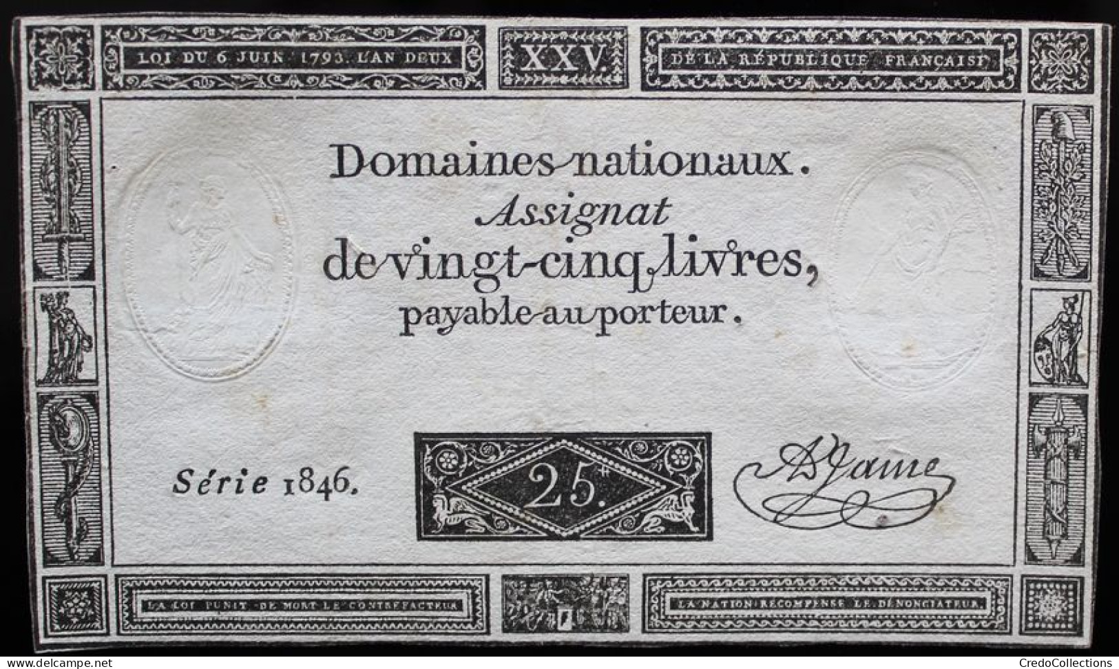 Francs - 25 Livres - 1792 - Série 1846 - TTB - Assignats