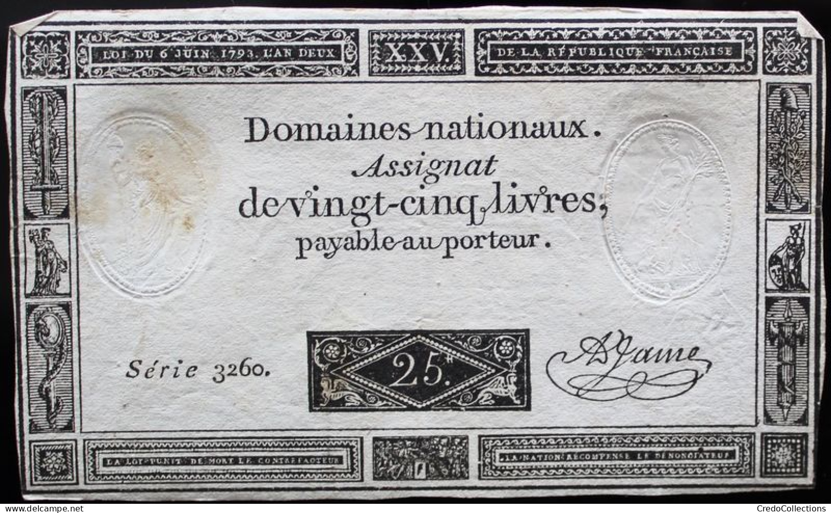 Francs - 25 Livres - 1792 - Série 3260 - TTB - Assignats & Mandats Territoriaux