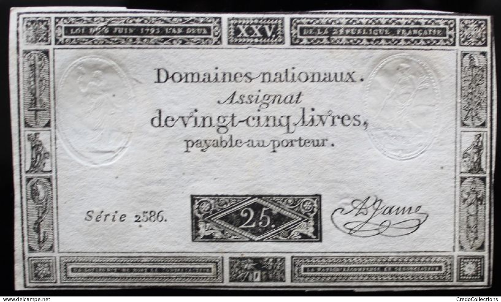 Francs - 25 Livres - 1792 - Série 2586 - TTB+ - Assegnati