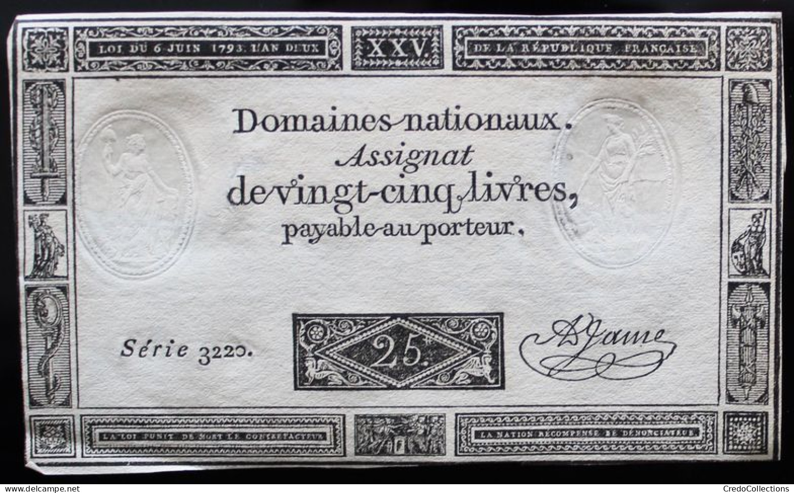 Francs - 25 Livres - 1792 - Série 3220 - TTB+ - Assignats